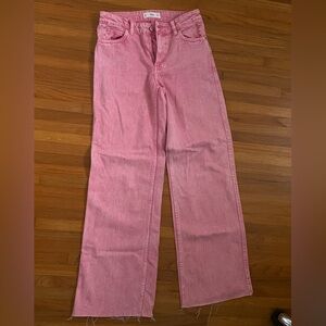Mango Denim Pink High Rise Wide Leg Women’s Denim Jeans Size 4